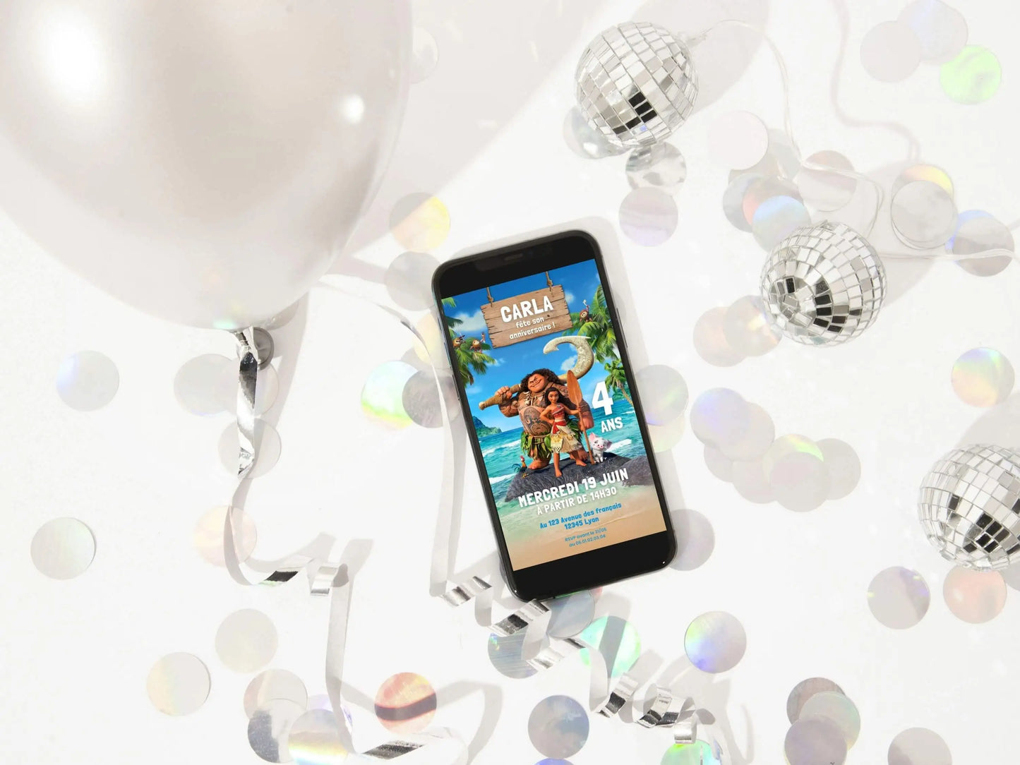 Invitation mobile personnalisée VAIANA
