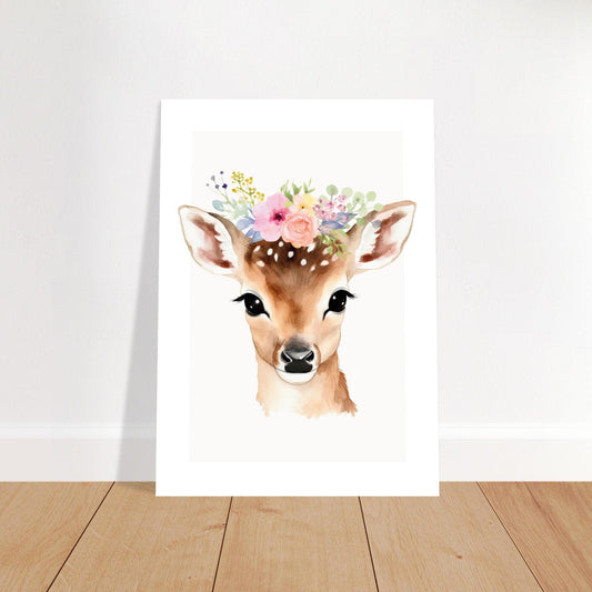 Affiche BICHE avec couronne de fleurs