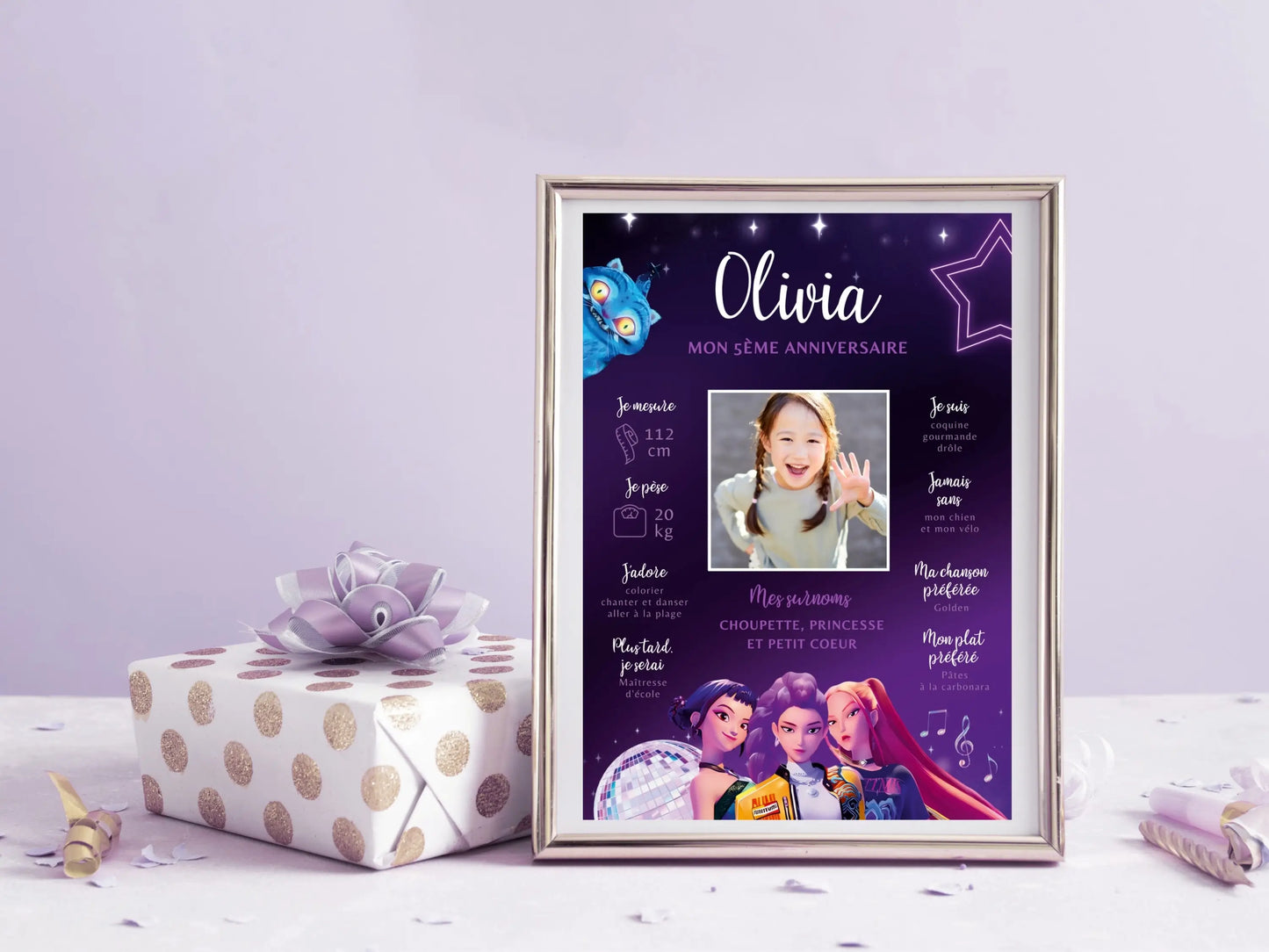 Affiche anniversaire personnalisée KPOP DEMON HUNTERS