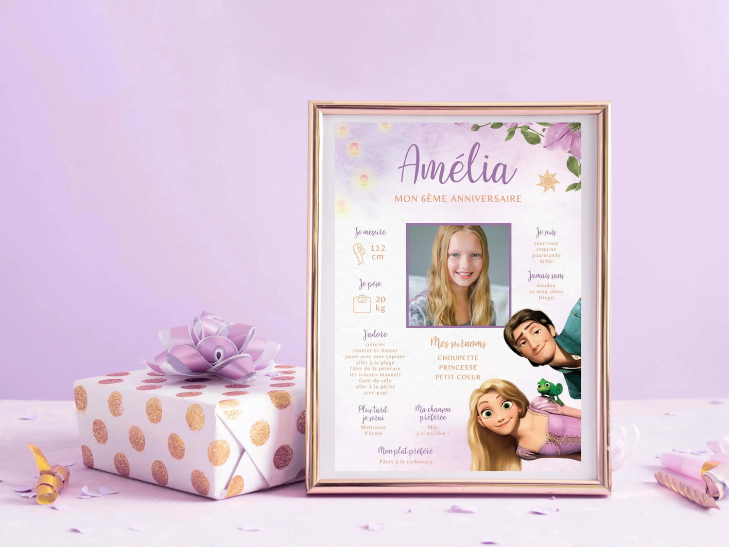 Affiche anniversaire personnalisée PRINCESSE RAIPONCE