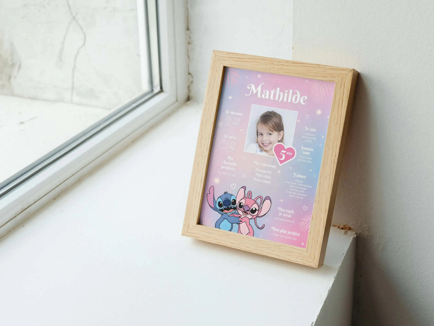 Affiche anniversaire personnalisée STITCH & ANGEL