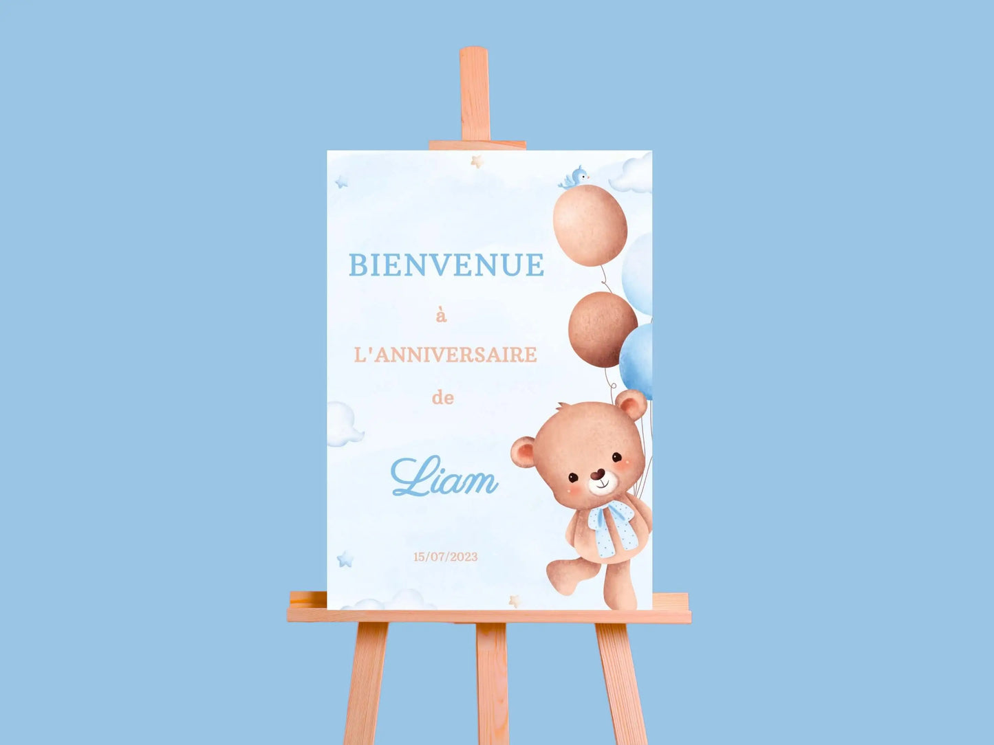 Affiche bienvenue personnalisée OURSON BLEU