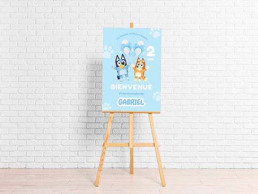 Affiche bienvenue personnalisée anniversaire BLUEY