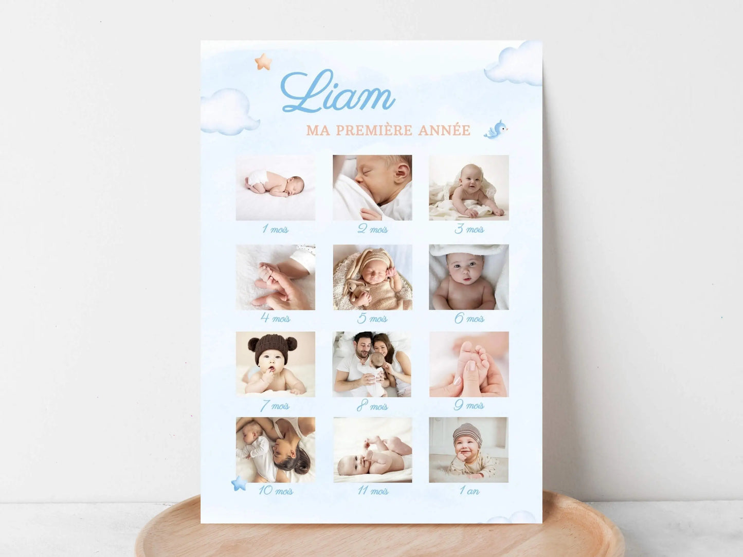 Affiche 1 an personnalisée OURSON BLEU