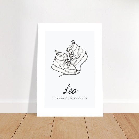 Affiche naissance BASKET minimaliste lineart décoration chambre bébé garçon