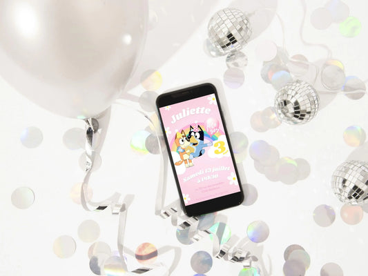 Invitation mobile anniversaire personnalisée BLUEY