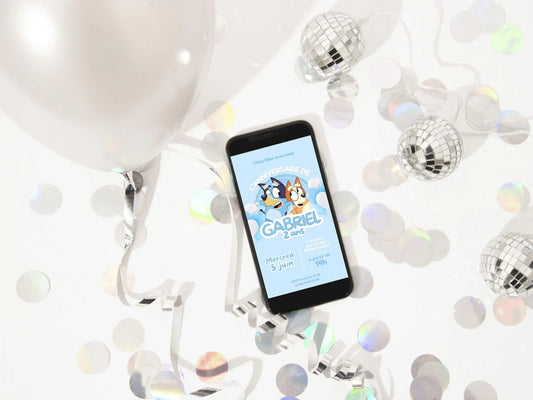 Invitation mobile anniversaire personnalisée BLUEY