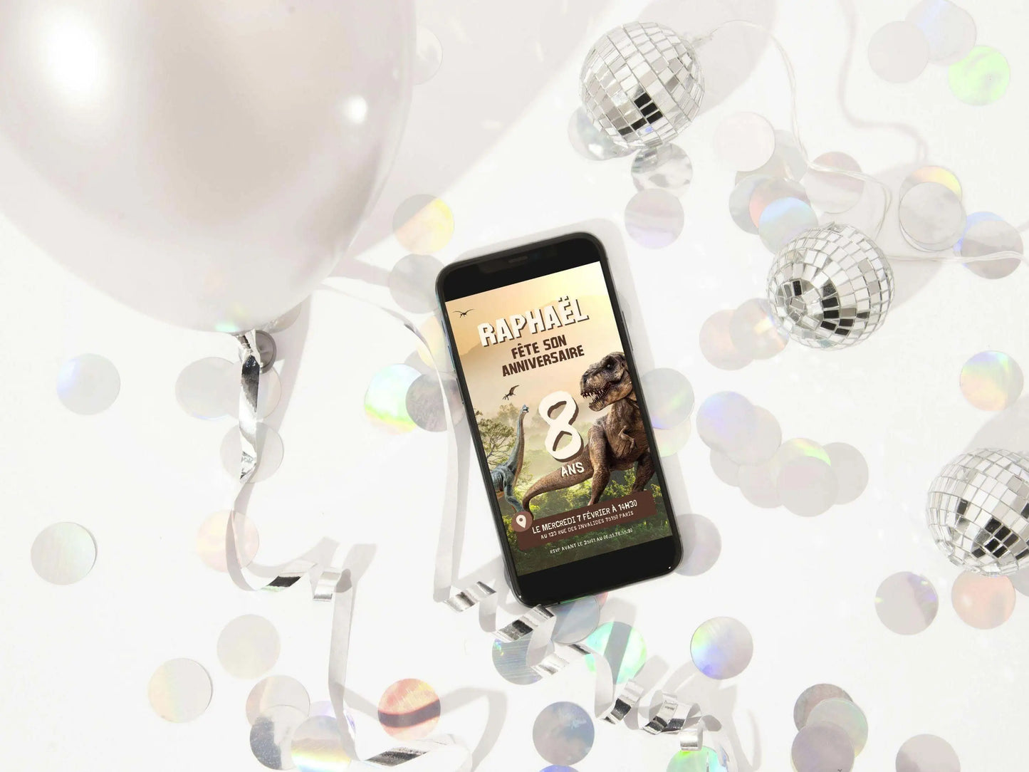 Invitation mobile anniversaire personnalisée DINOSAURE