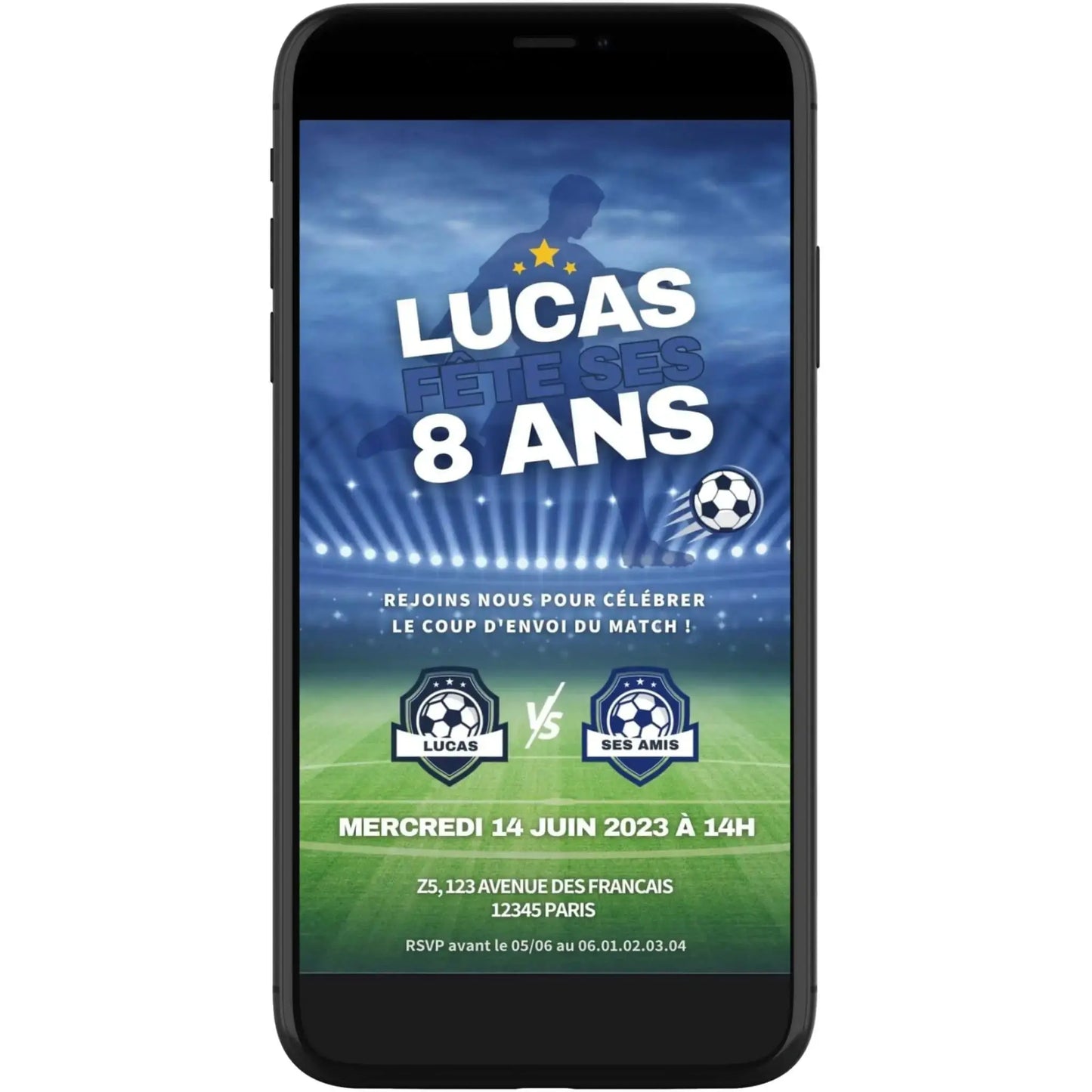 Invitation mobile anniversaire personnalisée FOOTBALL