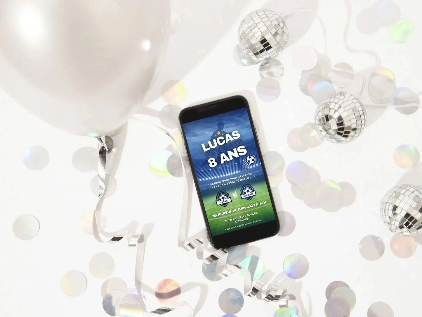 Invitation mobile anniversaire personnalisée FOOTBALL