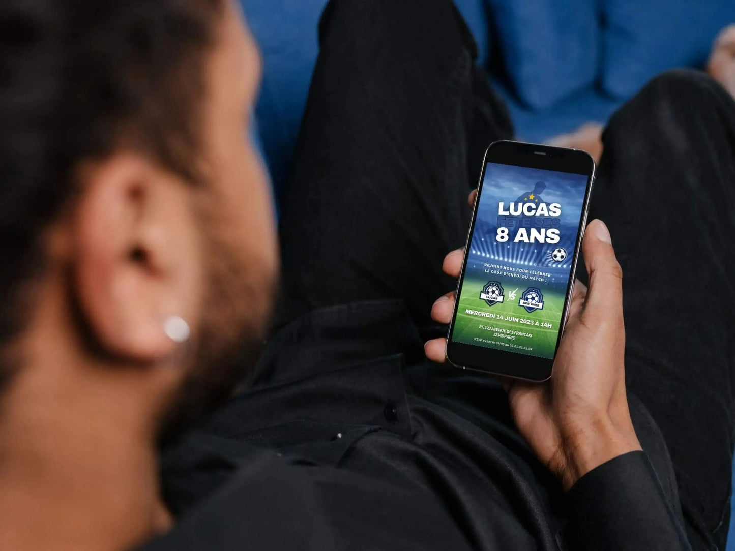 Invitation mobile anniversaire personnalisée FOOTBALL