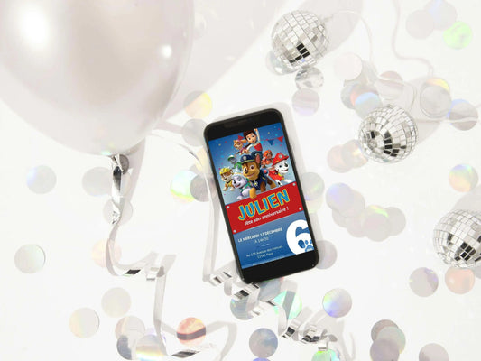 Invitation mobile anniversaire personnalisée PAT'PATROUILLE