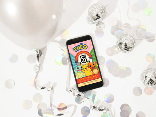Invitation mobile anniversaire personnalisée POKEMON