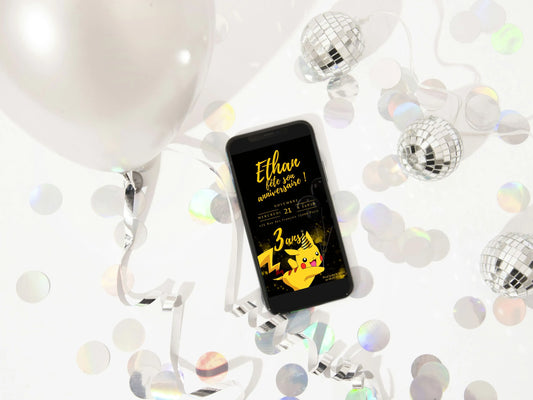 Invitation mobile anniversaire personnalisée POKEMON PIKACHU
