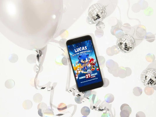Invitation mobile anniversaire personnalisée SONIC