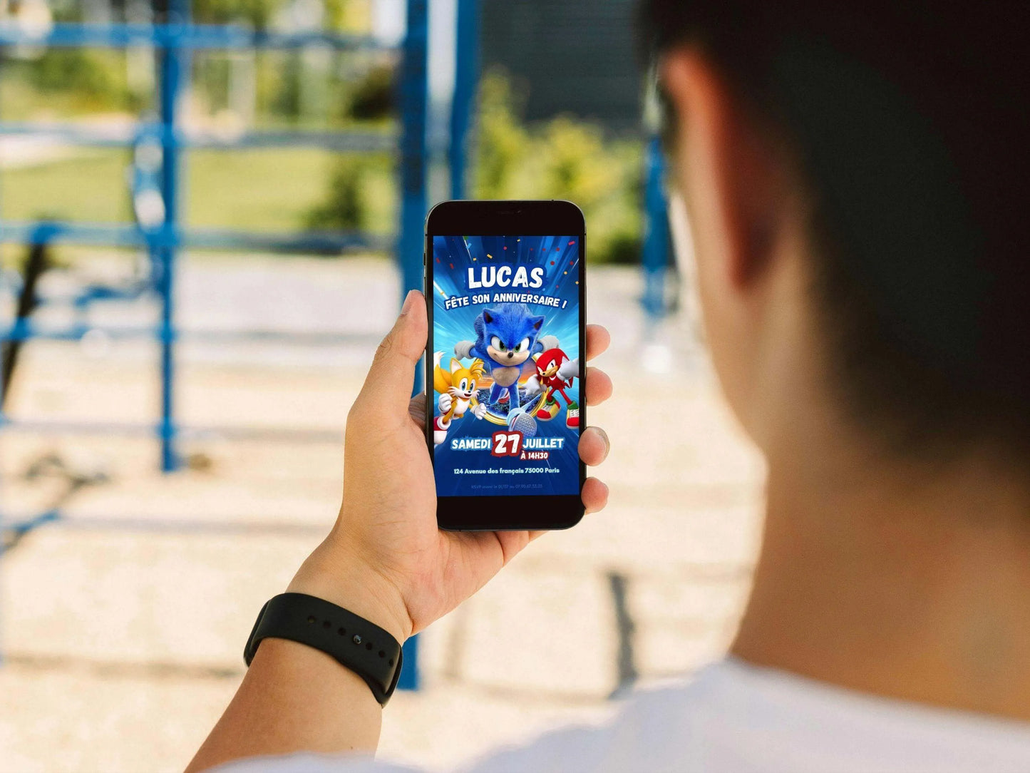 Invitation mobile anniversaire personnalisée SONIC