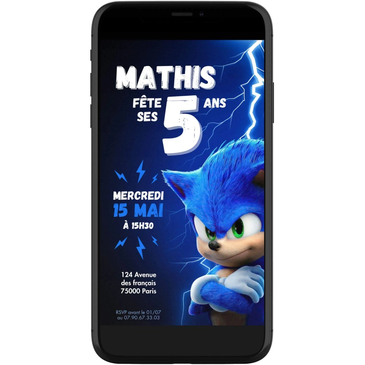 Invitation mobile anniversaire personnalisée SONIC
