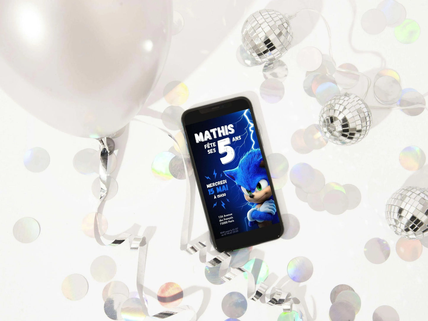 Invitation mobile anniversaire personnalisée SONIC