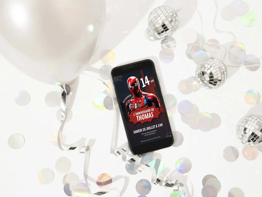 Invitation mobile anniversaire personnalisée SPIDERMAN