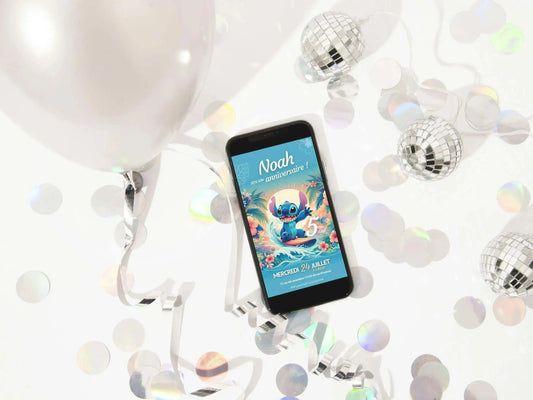 Invitation mobile anniversaire personnalisée STITCH