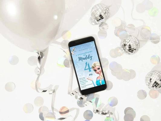 Invitation mobile personnalisée LA REINE DES NEIGES