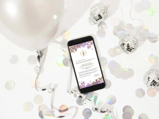 Invitation mobile personnalisée avec fleurs anniversaire BRIDGERTON