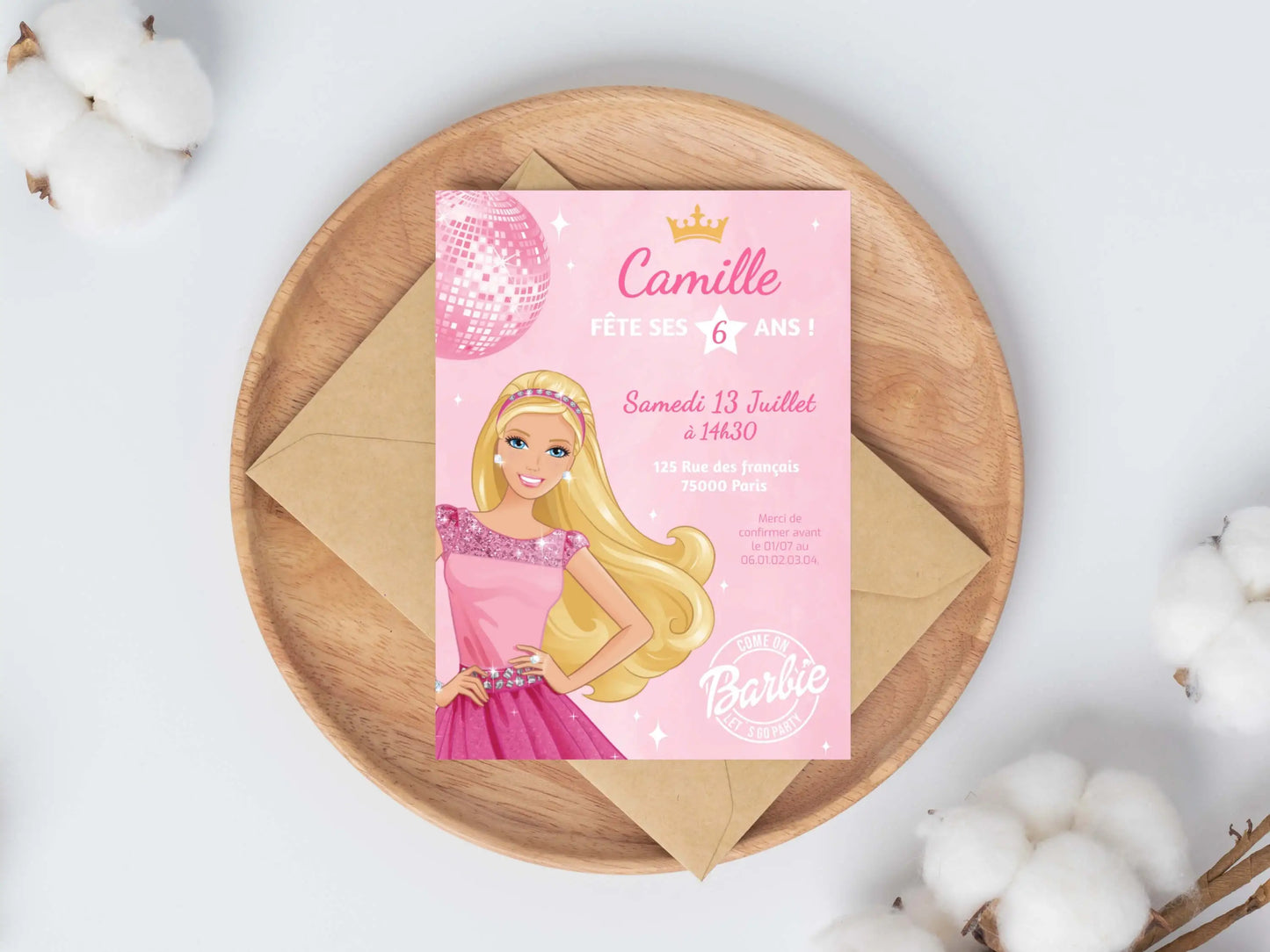 Invitations anniversaire personnalisées BARBIE