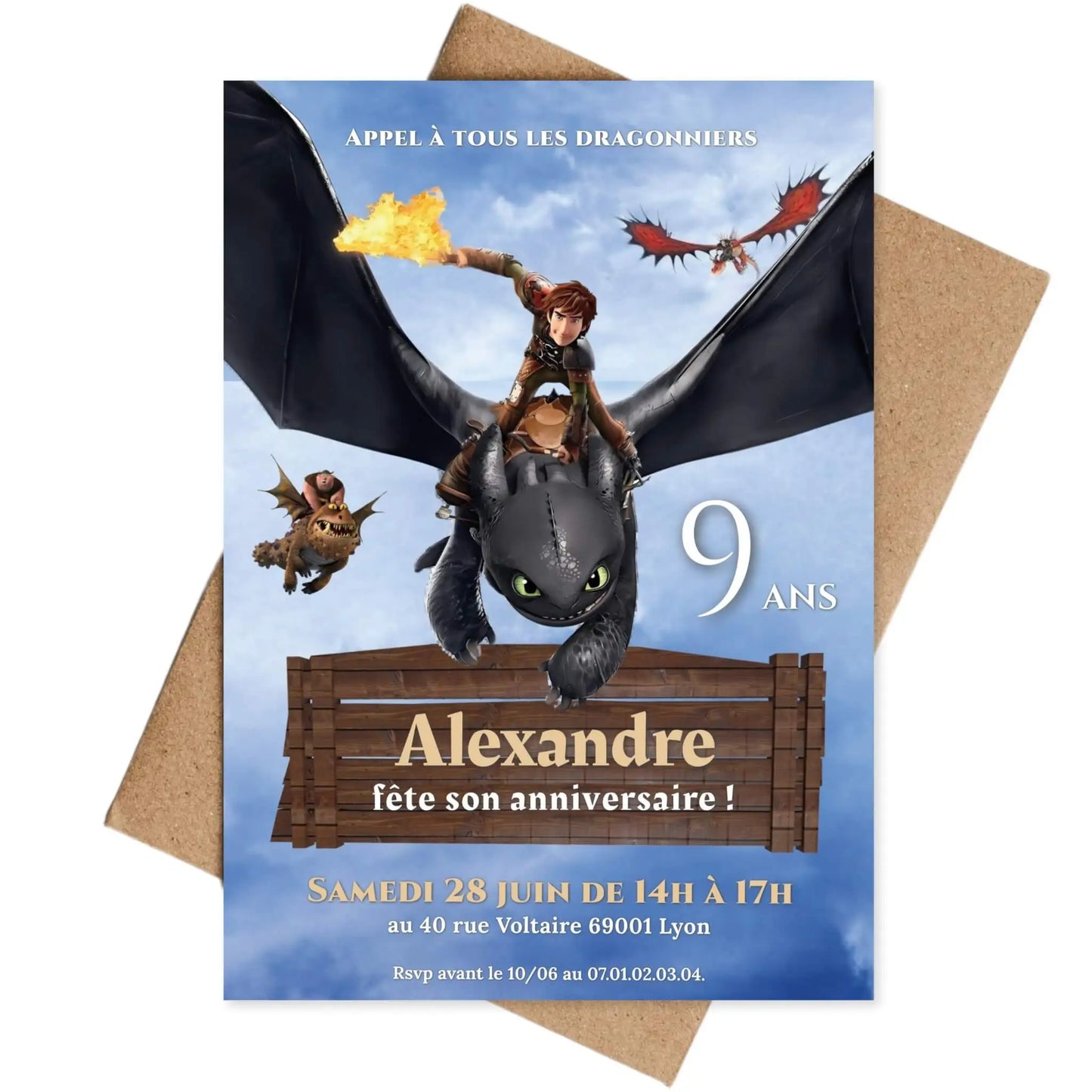 Invitations anniversaire personnalisées DRAGON