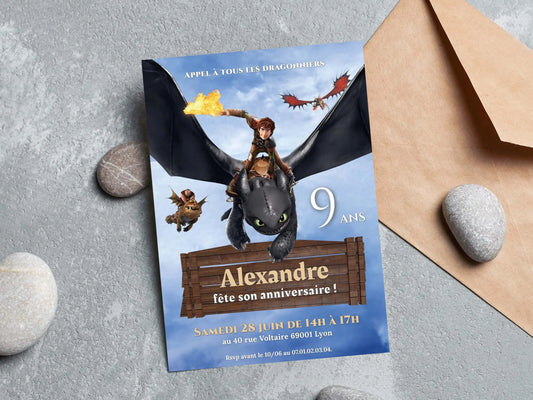 Invitations anniversaire personnalisées DRAGON