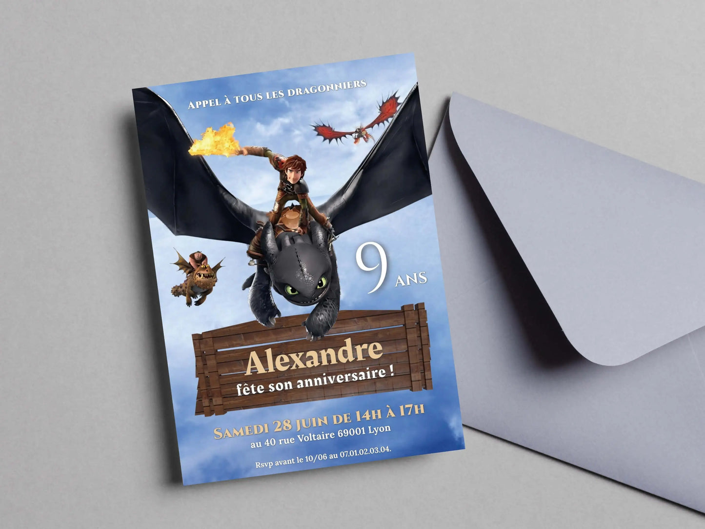 Invitations anniversaire personnalisées DRAGON