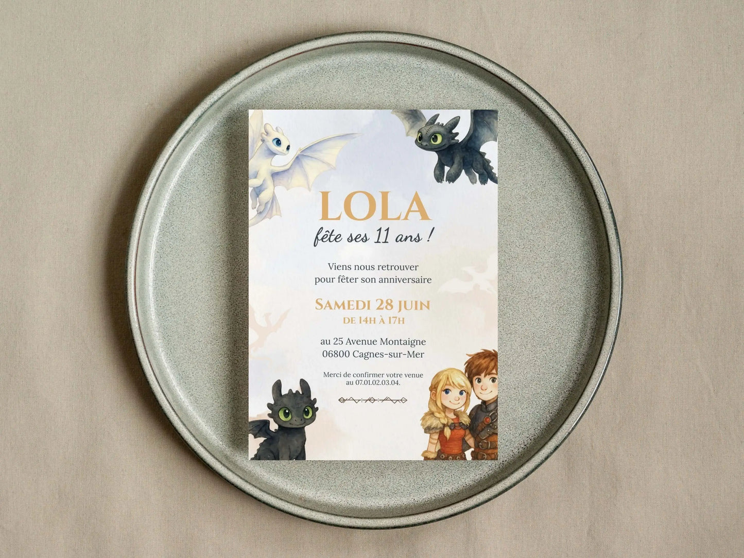 Invitations anniversaire personnalisées DRAGON Krokmou