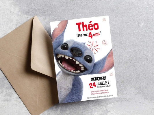 Invitations anniversaire personnalisées FILM STITCH