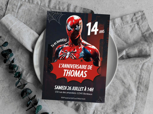 Invitations anniversaire personnalisées SPIDERMAN