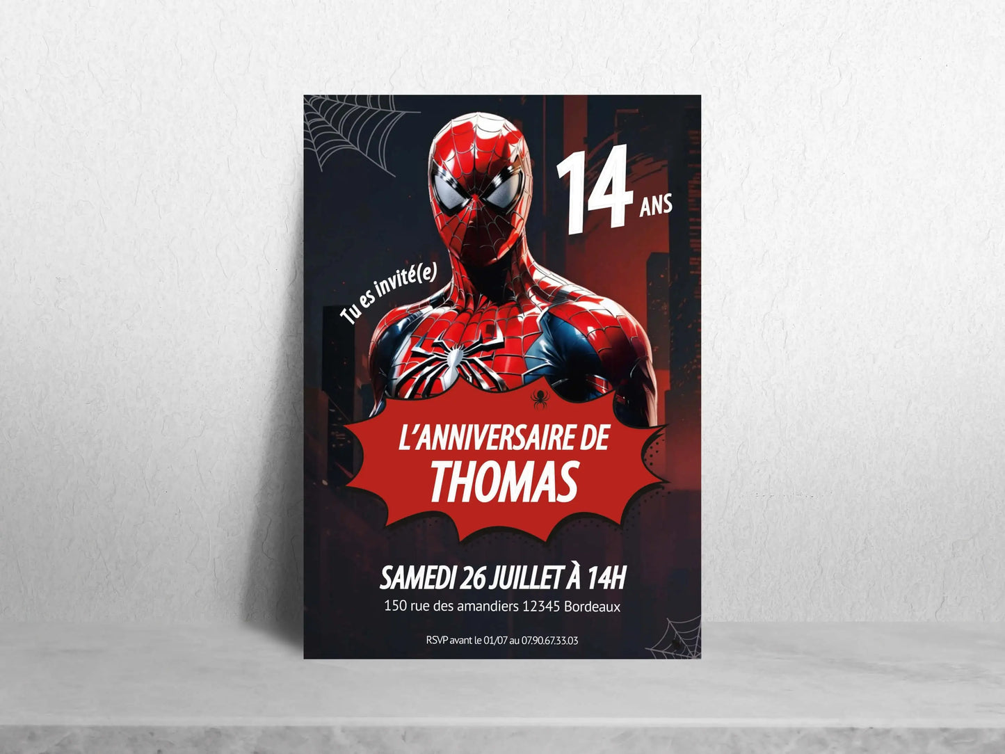 Invitations anniversaire personnalisées SPIDERMAN