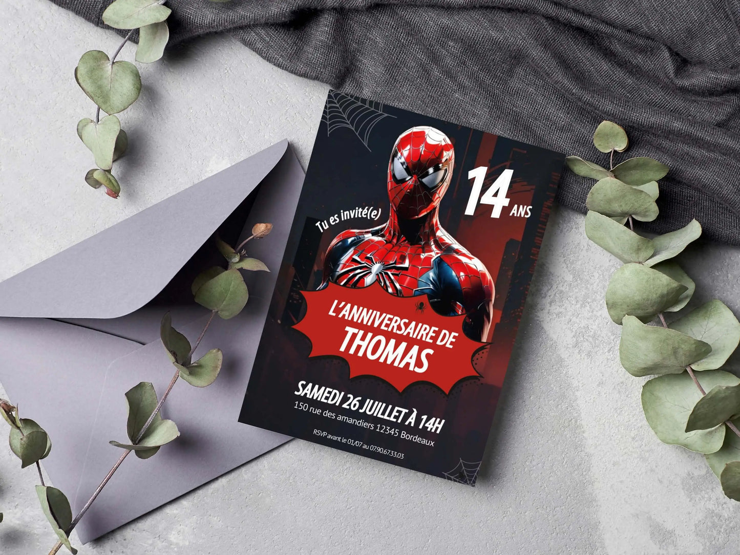 Invitations anniversaire personnalisées SPIDERMAN