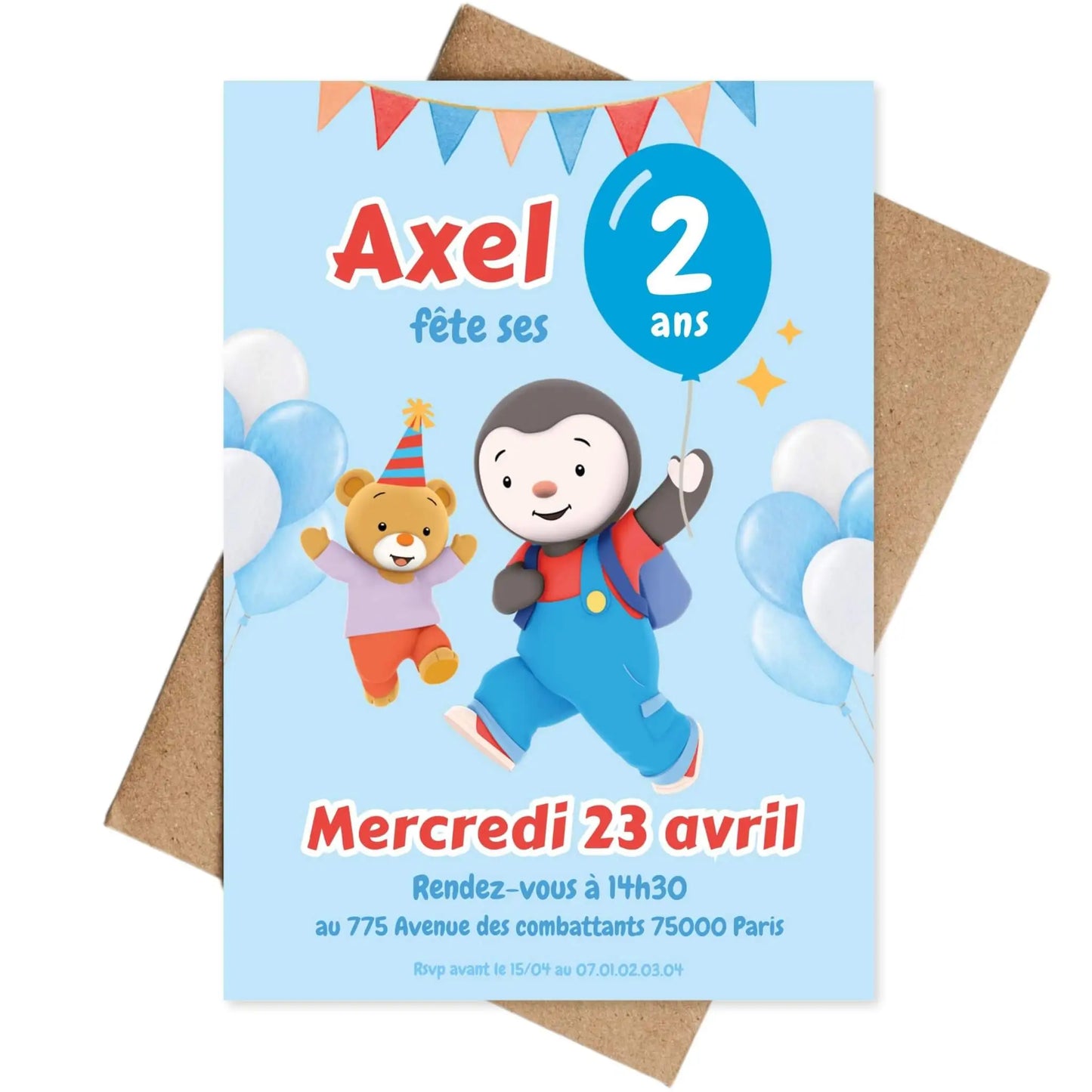 Invitations anniversaire personnalisées TCHOUPI