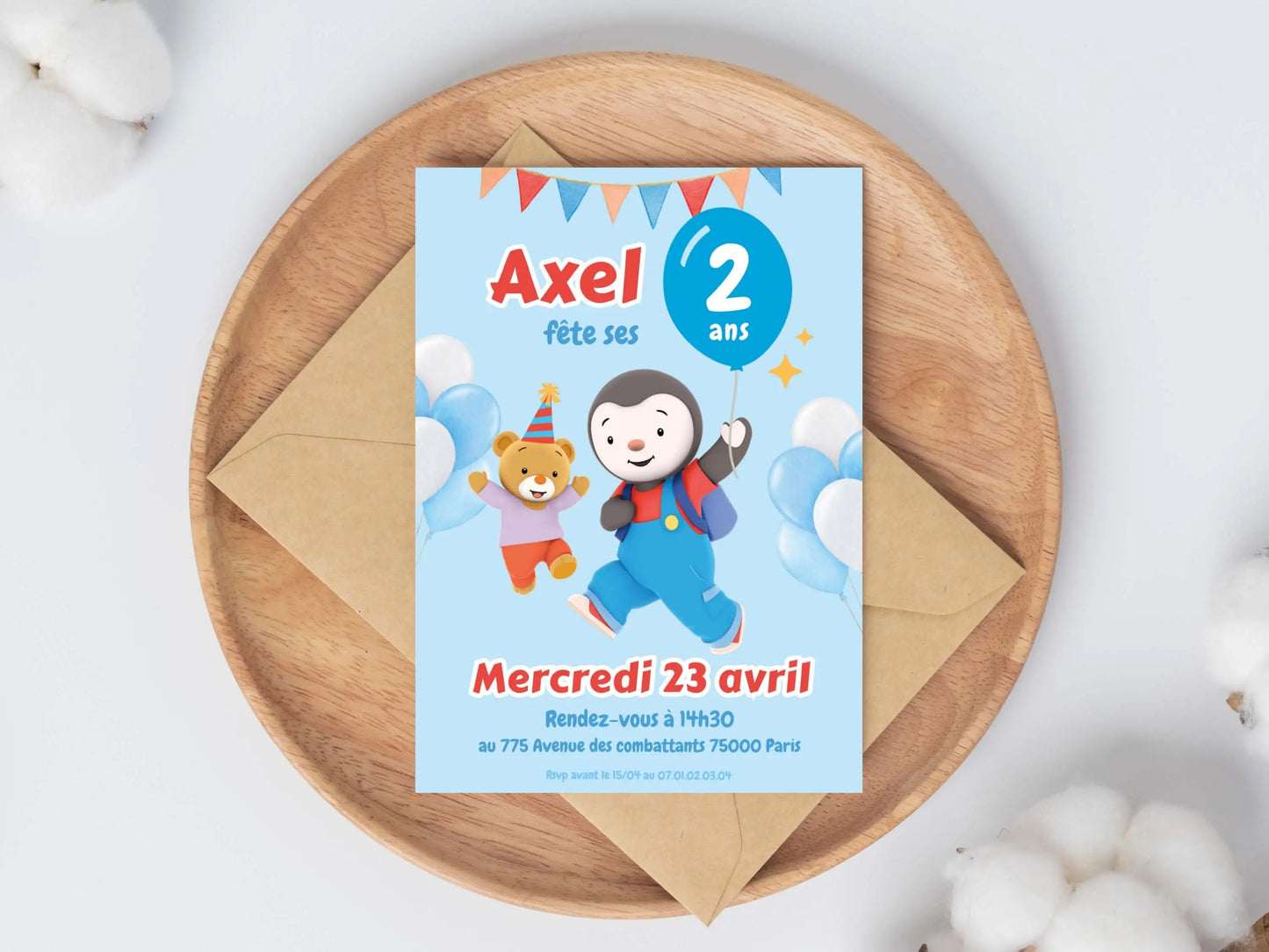 Invitations anniversaire personnalisées TCHOUPI