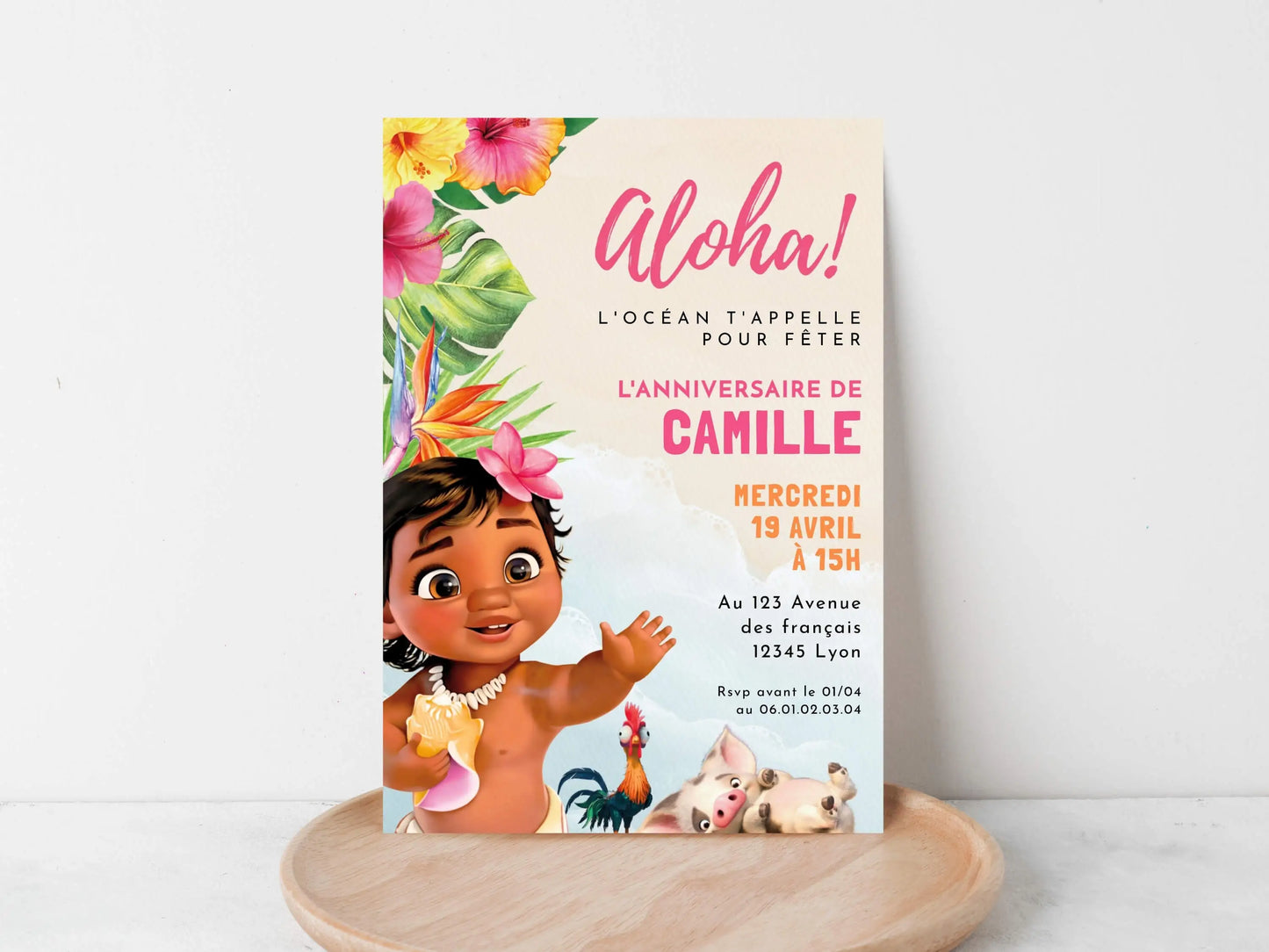 Invitations anniversaire personnalisées VAIANA MOANA
