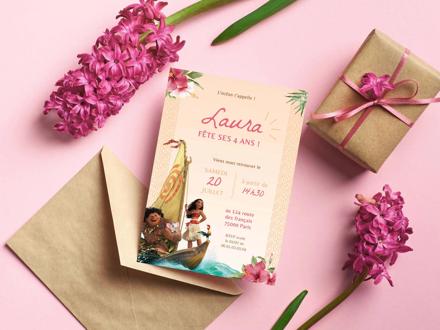 Invitations anniversaire personnalisées VAIANA Moana