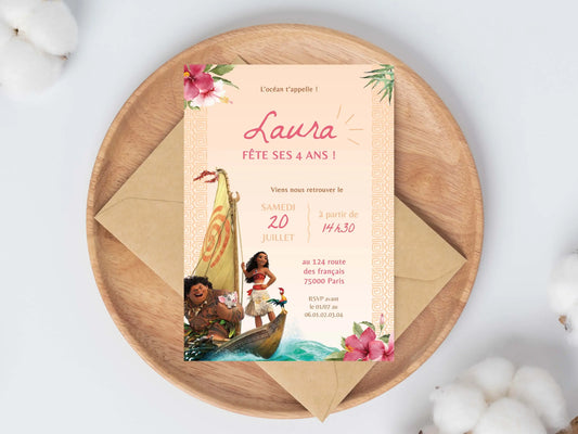 Invitations anniversaire personnalisées VAIANA Moana