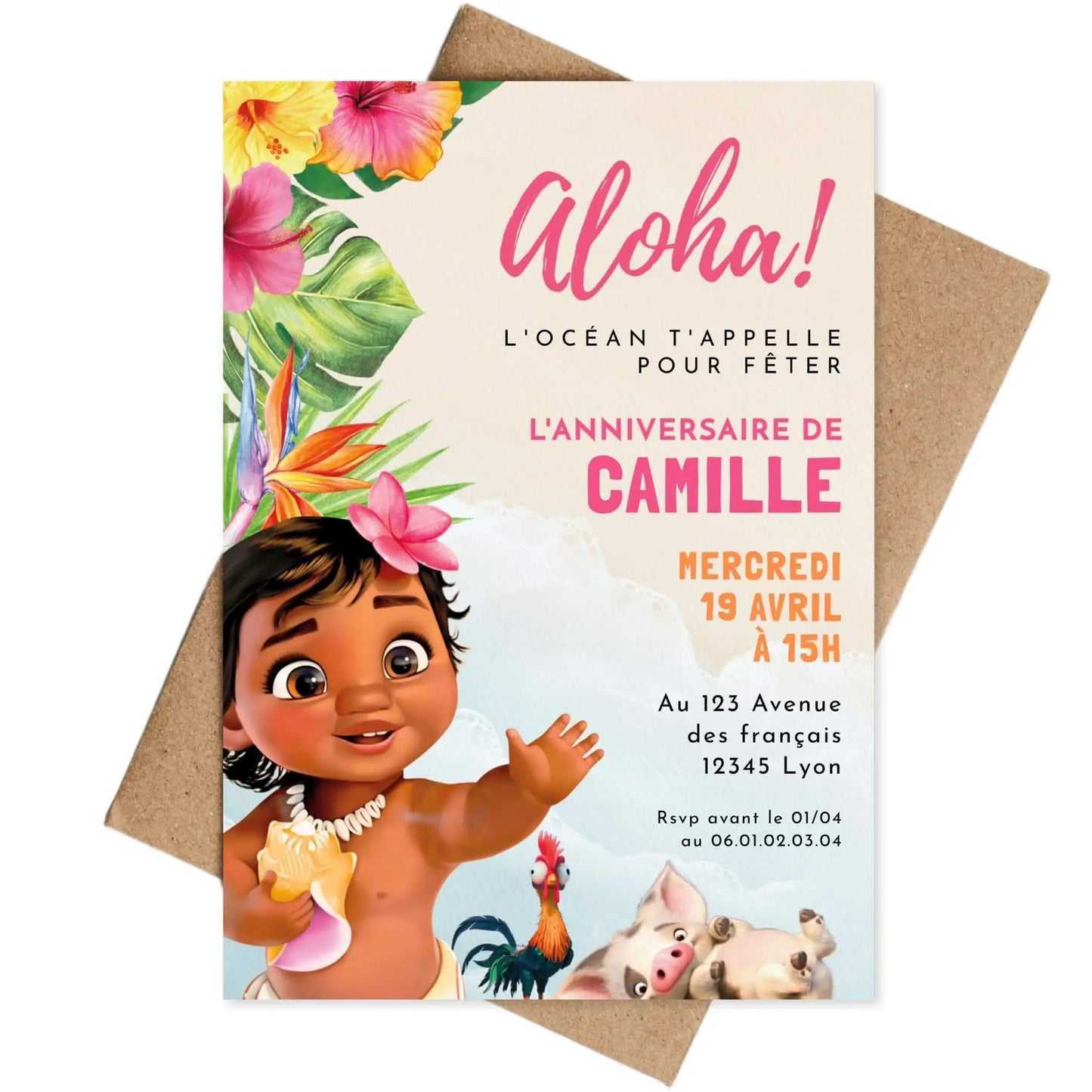 Invitations personnalisées VAIANA MOANA
