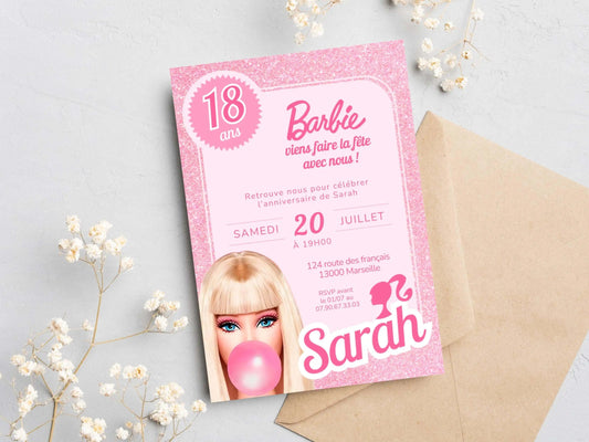 Invitations personnalisées anniversaire BARBIE