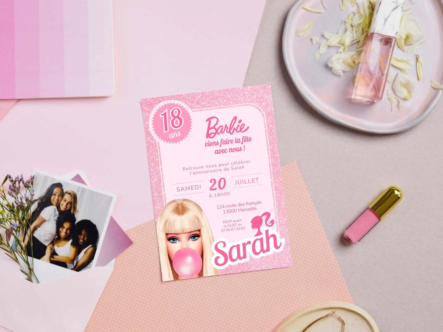 Invitations personnalisées anniversaire BARBIE