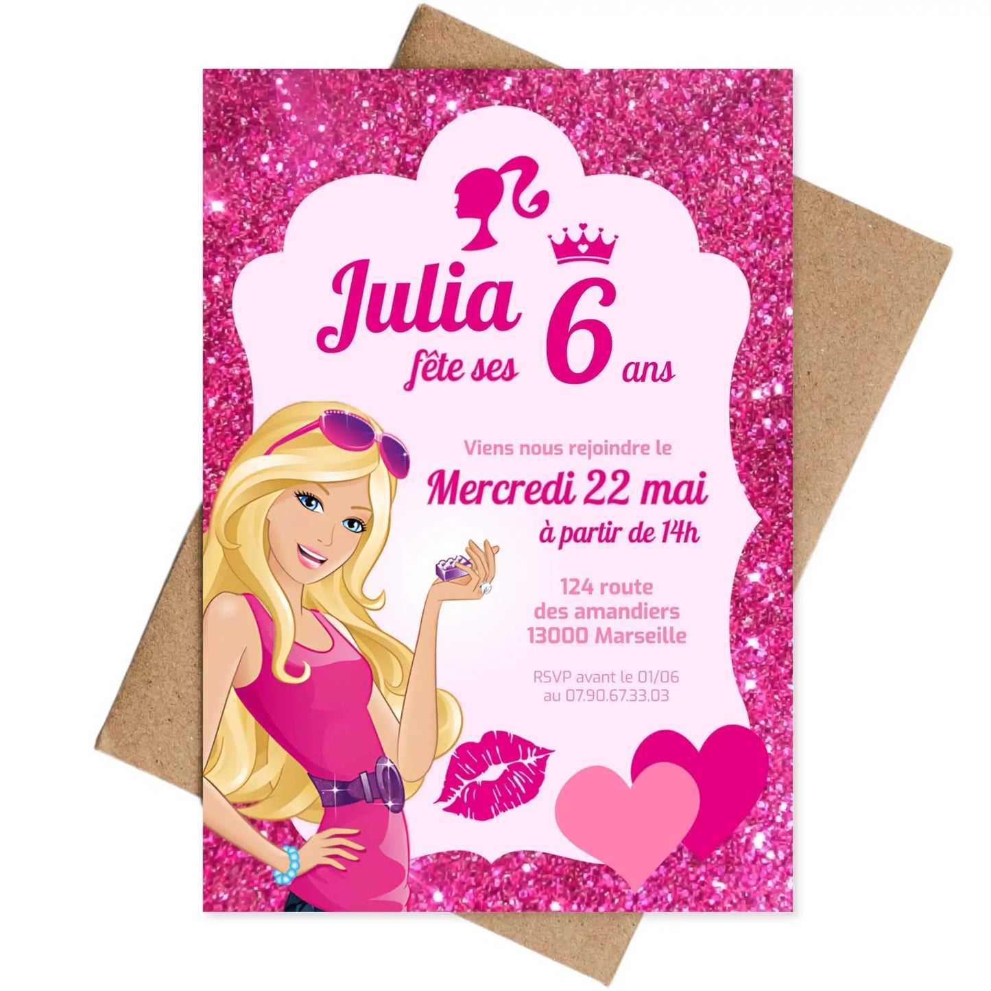 Invitations personnalisées anniversaire BARBIE