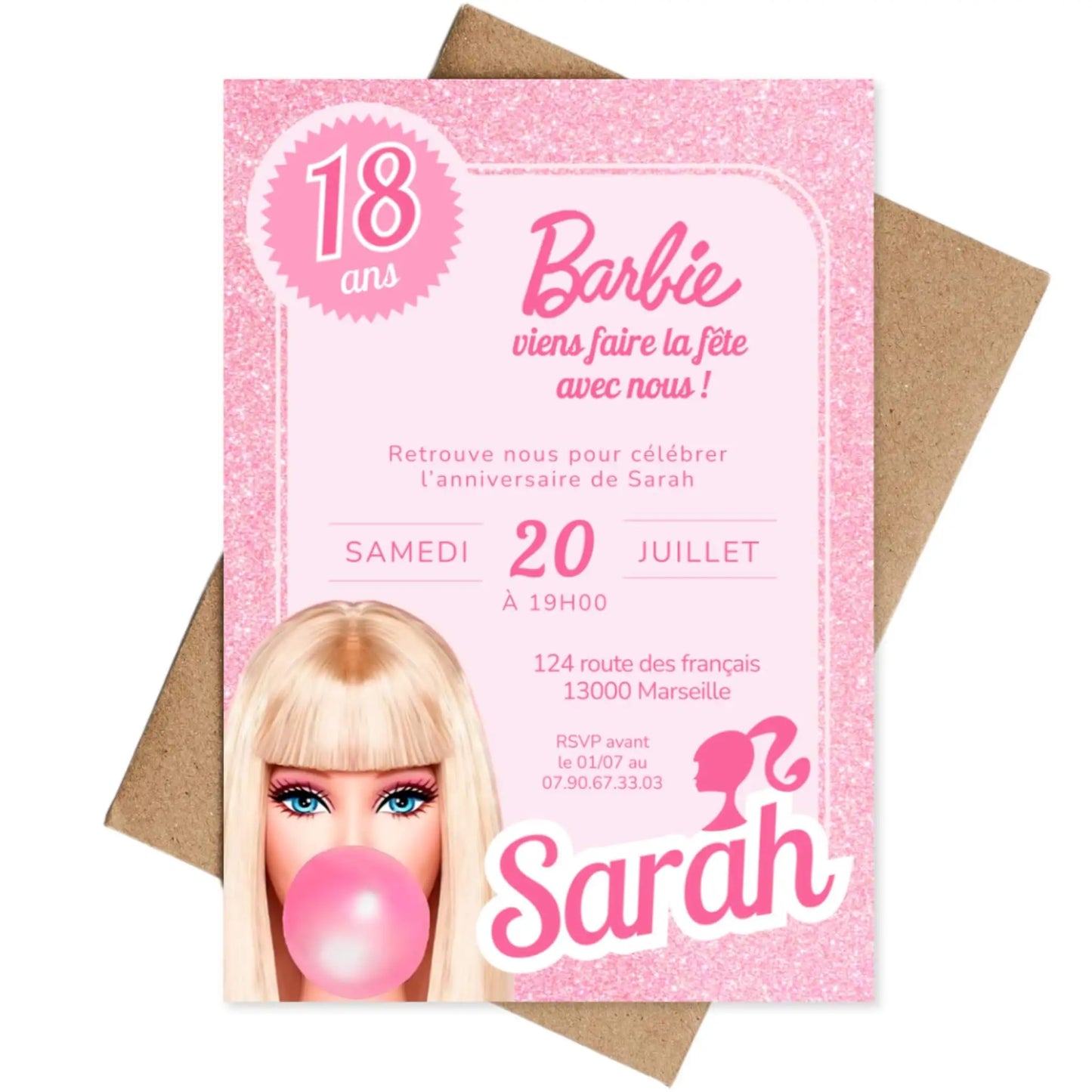 Invitations personnalisées anniversaire BARBIE