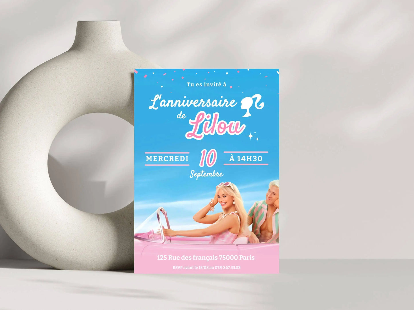 Invitations personnalisées anniversaire BARBIE FILM