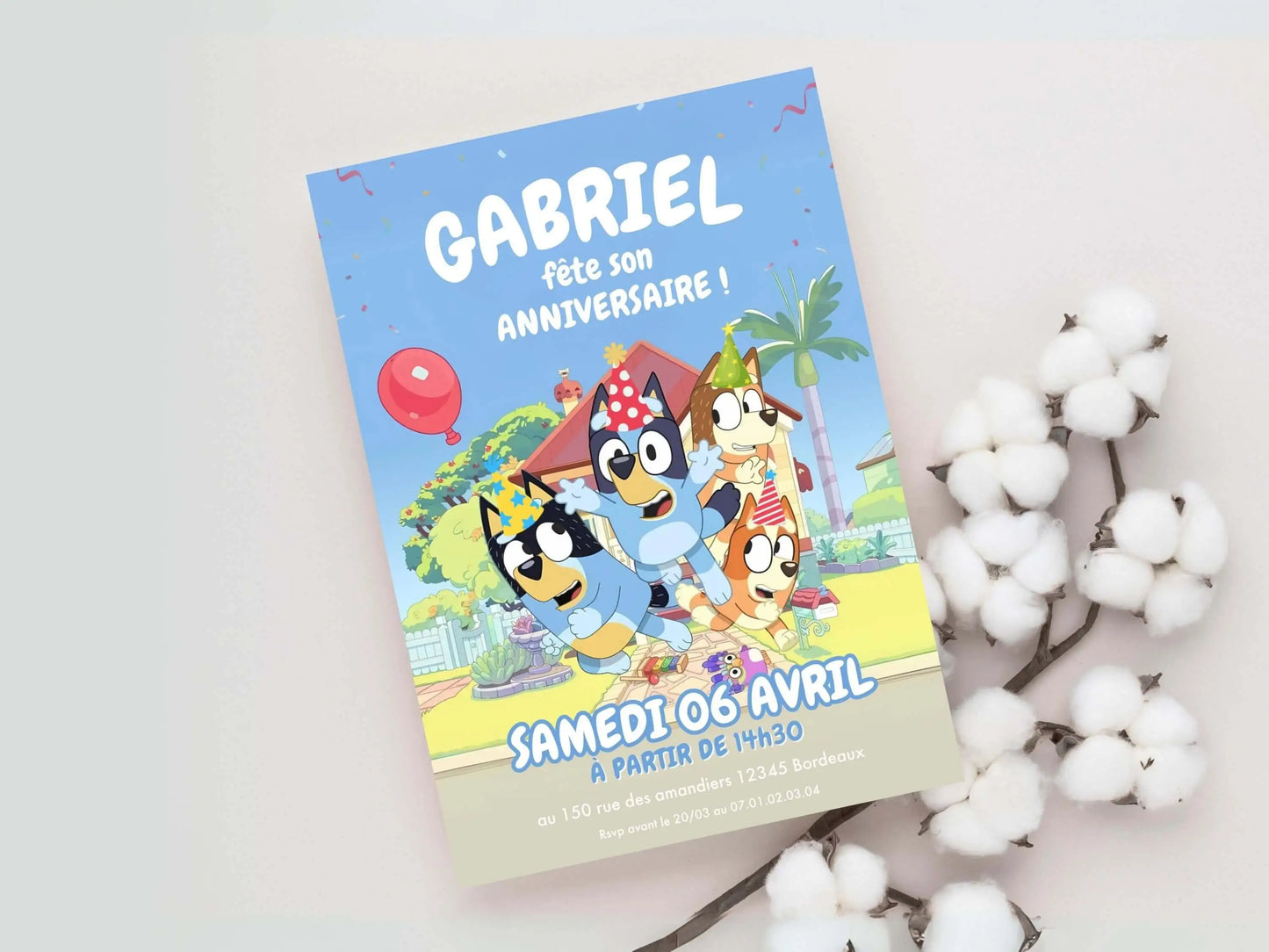 Invitations personnalisées anniversaire BLUEY
