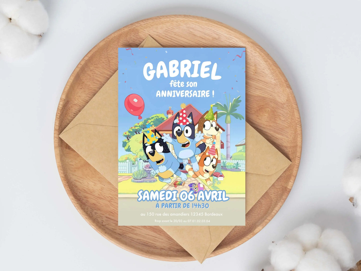 Invitations personnalisées anniversaire BLUEY