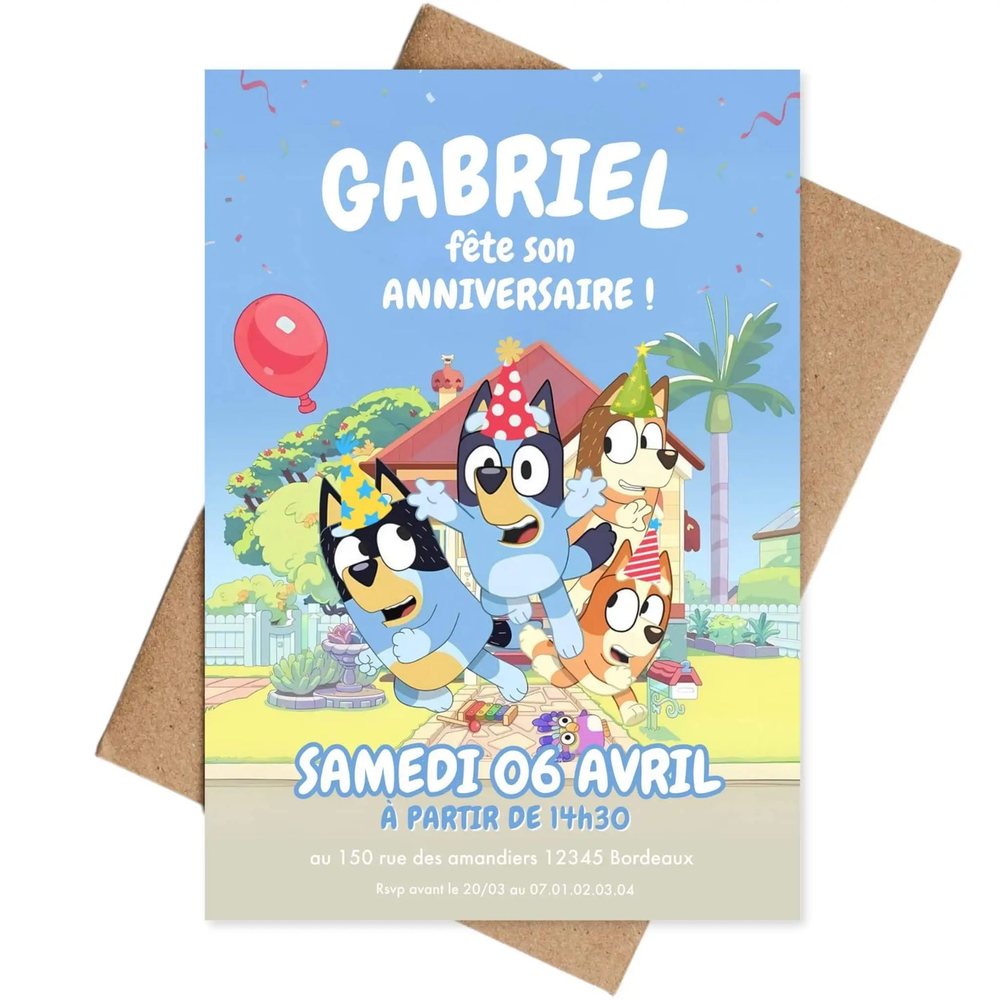 Invitations personnalisées anniversaire BLUEY