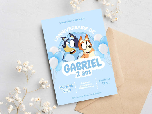 Invitations personnalisées anniversaire BLUEY
